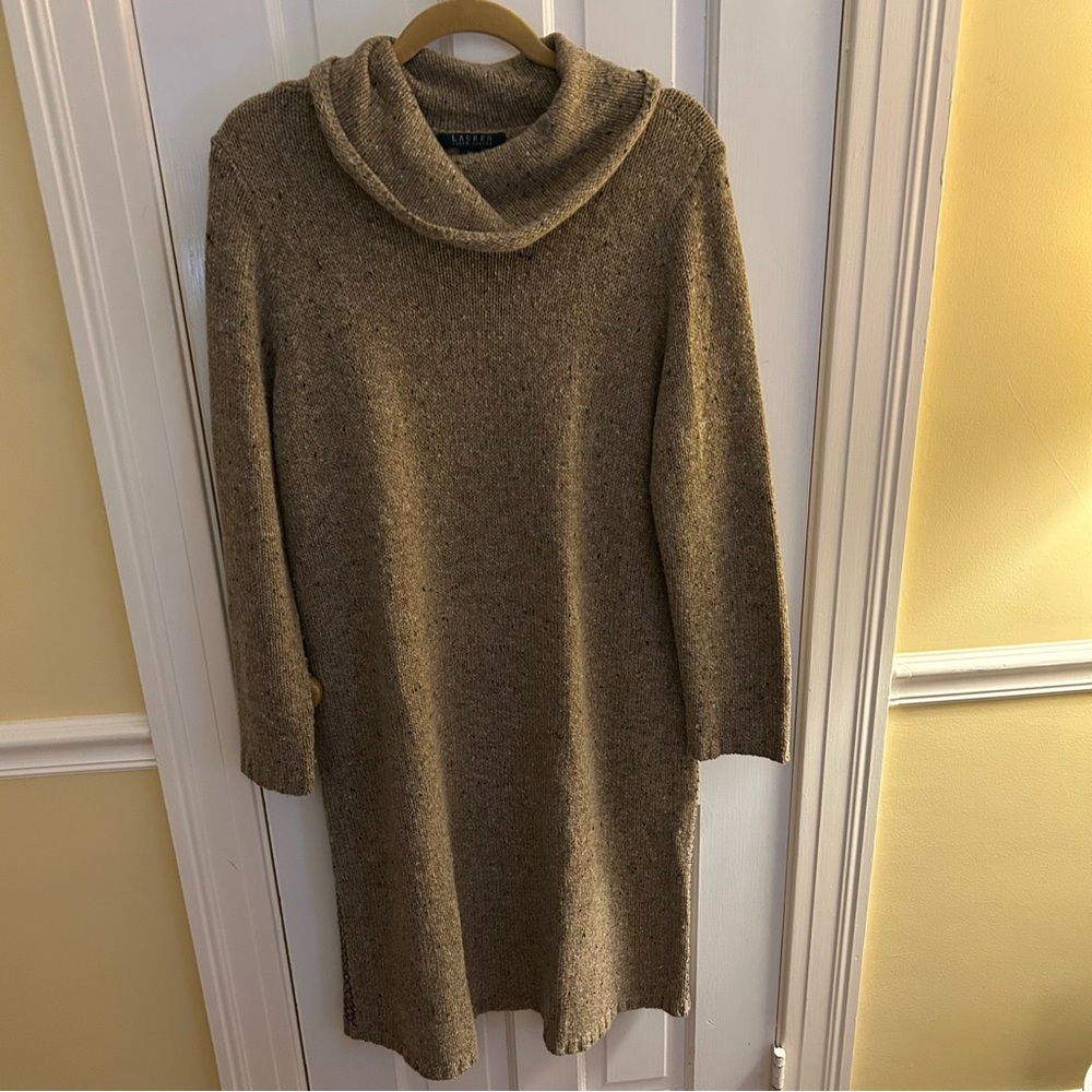 Ralph Lauren Tan Cowl Neck Sweater Dress